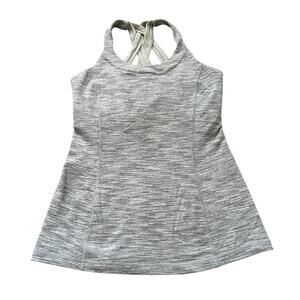 Lululemon gray & white striped cross-strap sleeveless tank top size 6